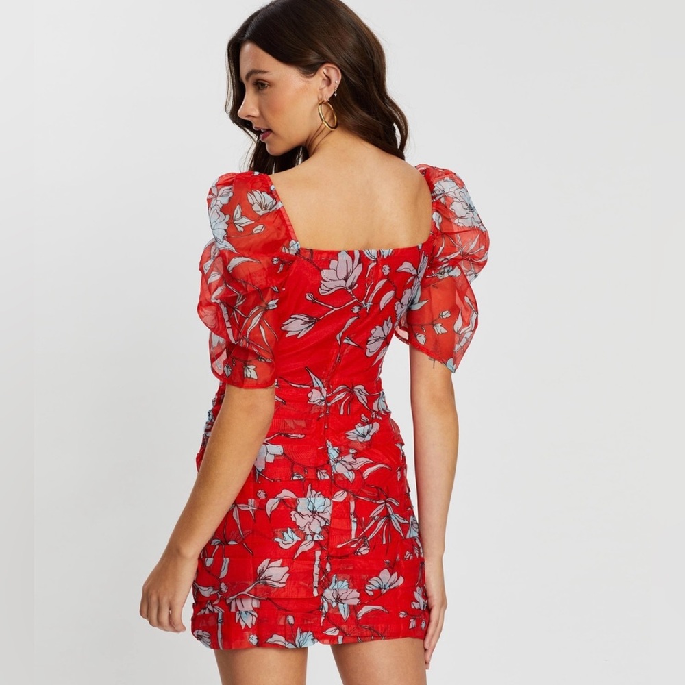 Charlie Holiday Red Puff Sleeve Palma Mini Dress